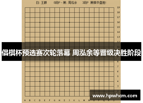 倡棋杯预选赛次轮落幕 周泓余等晋级决胜阶段